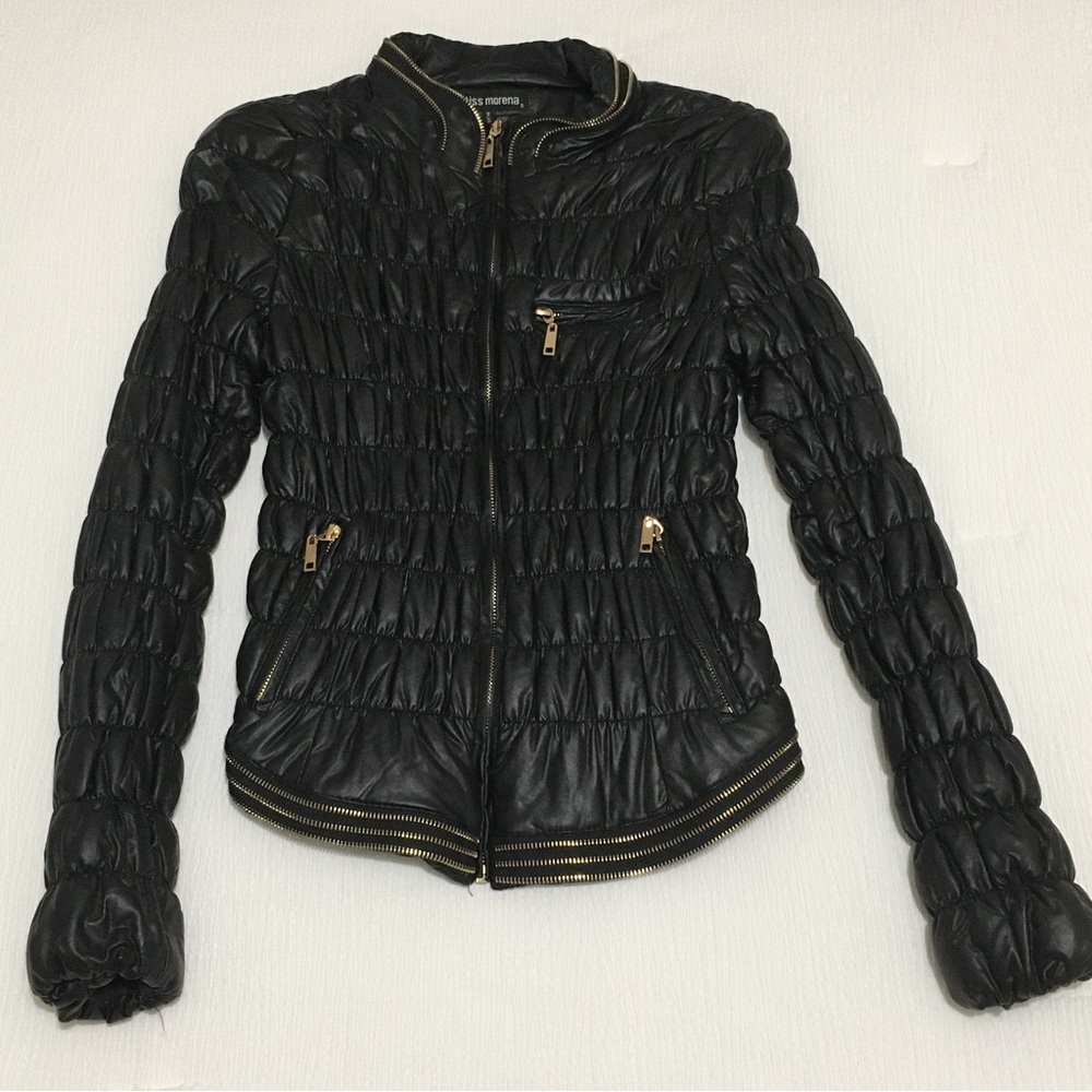 NWOT Faux Leather Puffer Jacket